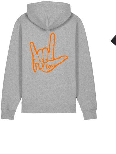 Felpa con Cappuccio FlyUp "SBOMBIC" Grigia